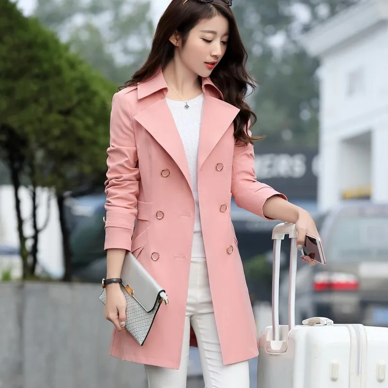 Женский Тренч средней длины 2022 весеннее Новое дамское пальто тонкое осеннее