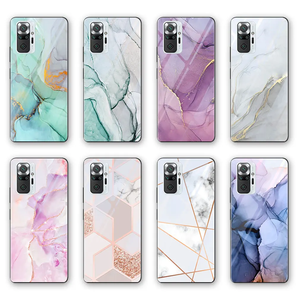 

Marble Art Funda Case for Xiaomi Redmi Note 10 10S 9 10T 9S 8 9A 9C 8A 8T 9T Poco X3 F3 C3 M3 NFC Pro MAX Tempered Glass Case