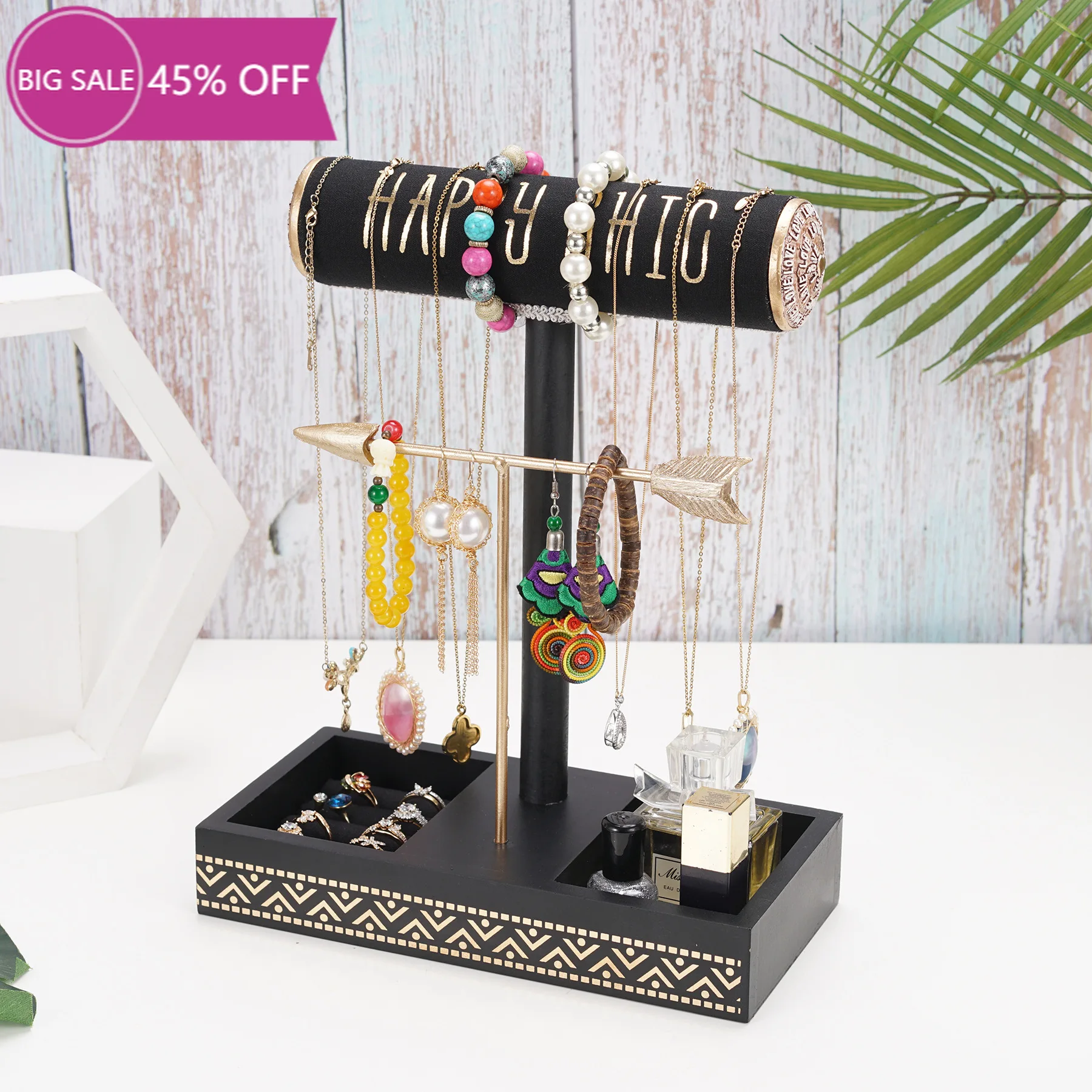 

Nordic Solid Wood Earrings Bracelet Display Storage Jewelry Shelf Display Stand Jewelry Display Props