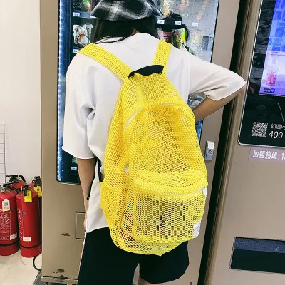 

2020 NEW folding ultra-light mesh backpack Korean version simple hollow mesh candy backpack tide school bag