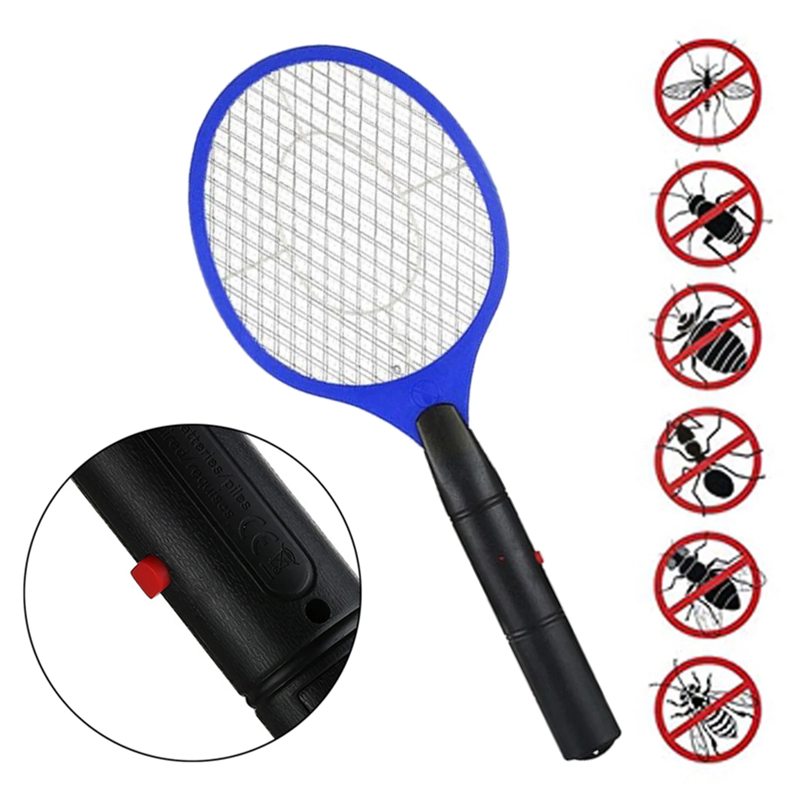 

Handheld Bug Zapper Fly Swatter for Home Outdoor Powerful 1500V Grid with 2-Layer Safety Mesh 2 AA Batteries not Included