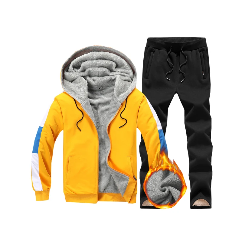 Зимний толстый теплый спортивный костюм с капюшоном из искусственной овчины