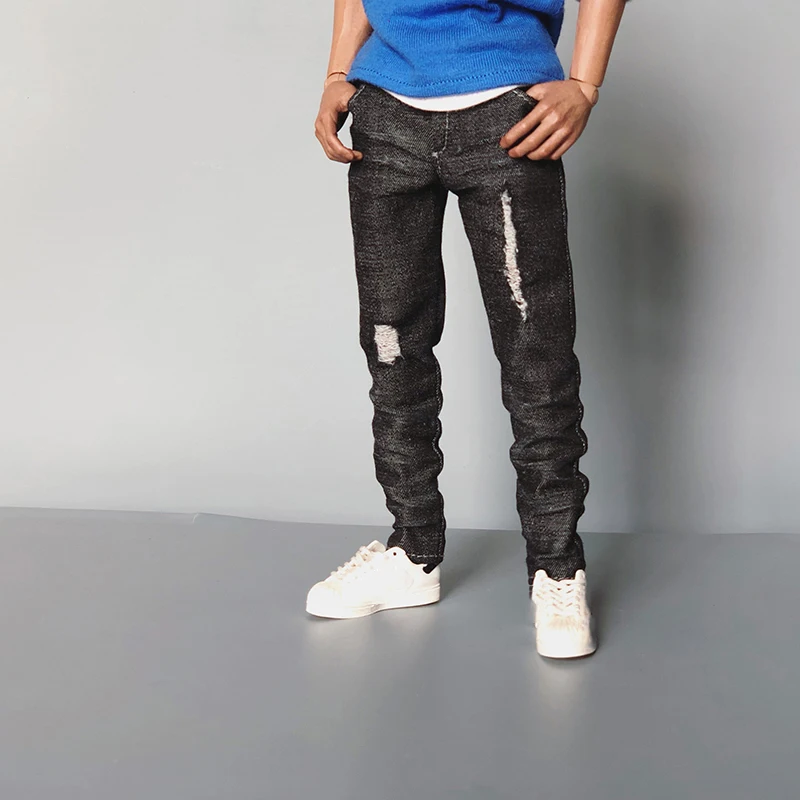 

1/6 Scale Fashion Slim Male Soldier Dilapidated Jeans with Ripped Holes Pants Model for 12" Male HT SS DAM Body Toys