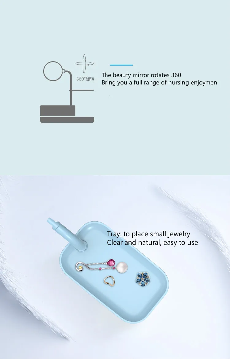 Косметический чехол для хранения пластиковый ящик зеркало с вращением на 360