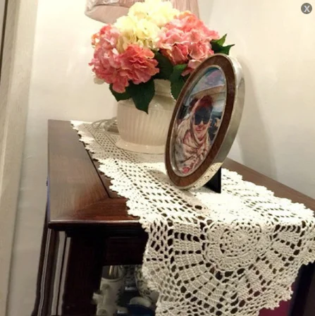 

Feito à mão fio de algodão toalha de mesa de crochê oco tecido corredor de mesa decoração do hotel restaurante estilo retro