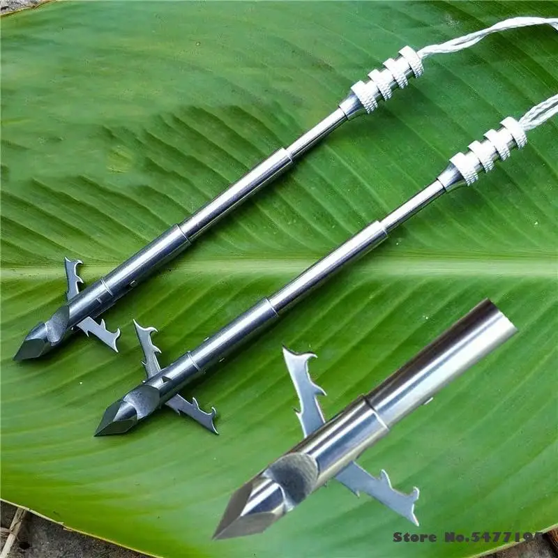 

5pcs/lot Heavy 440 Stainless Steel Deepwater Fish Dart Four-sided Strong Magnetic Shark Dart Slingshot Hunting Dart Arrowhead
