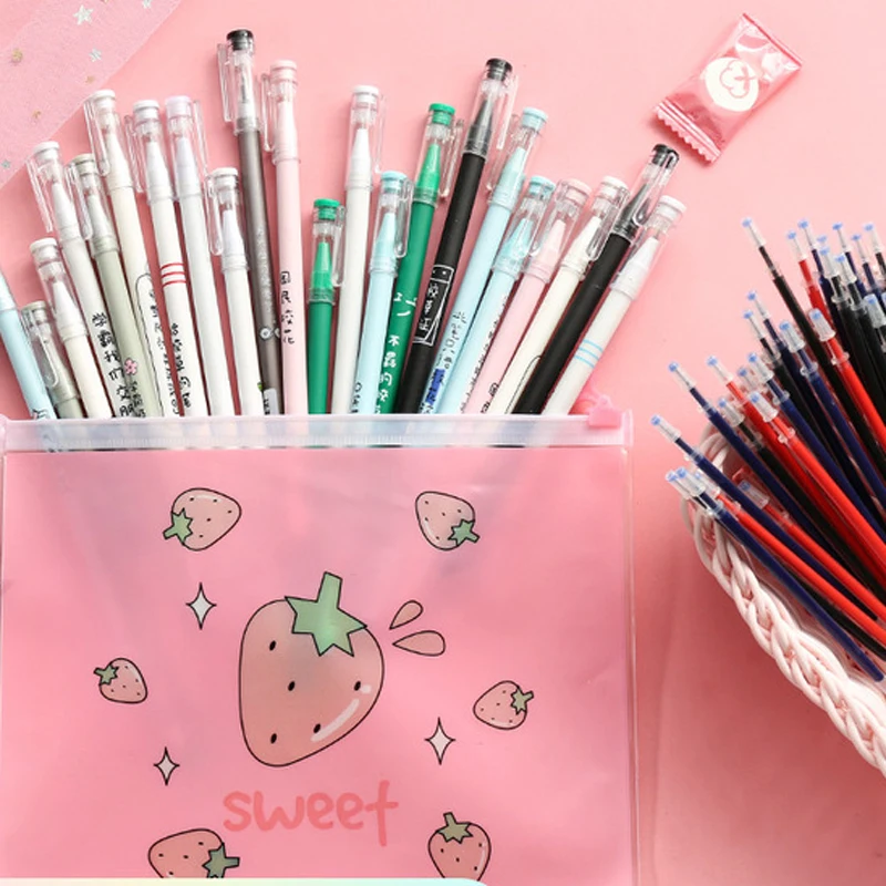 31 шт. Милая гелевая ручка Черные синие красные чернила 0 38/0 5 мм нейтральные для