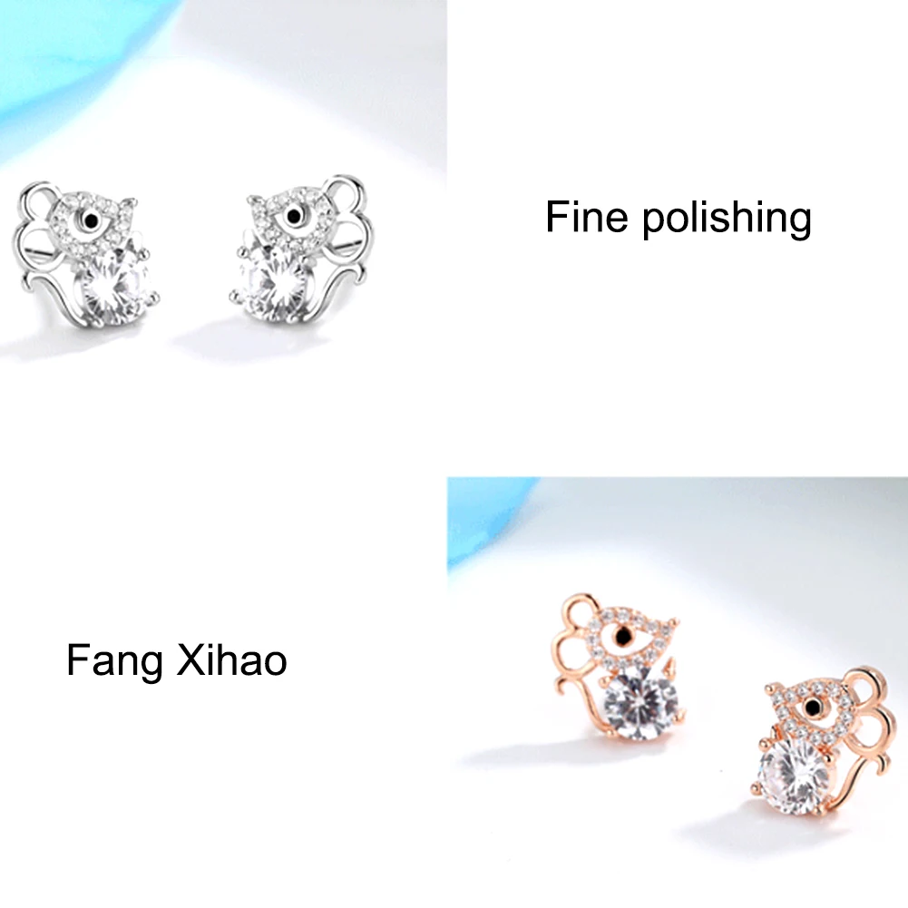 Серьги-гвоздики Lucky mouse Женские Ювелирные изделия циркон для девушек новогодние