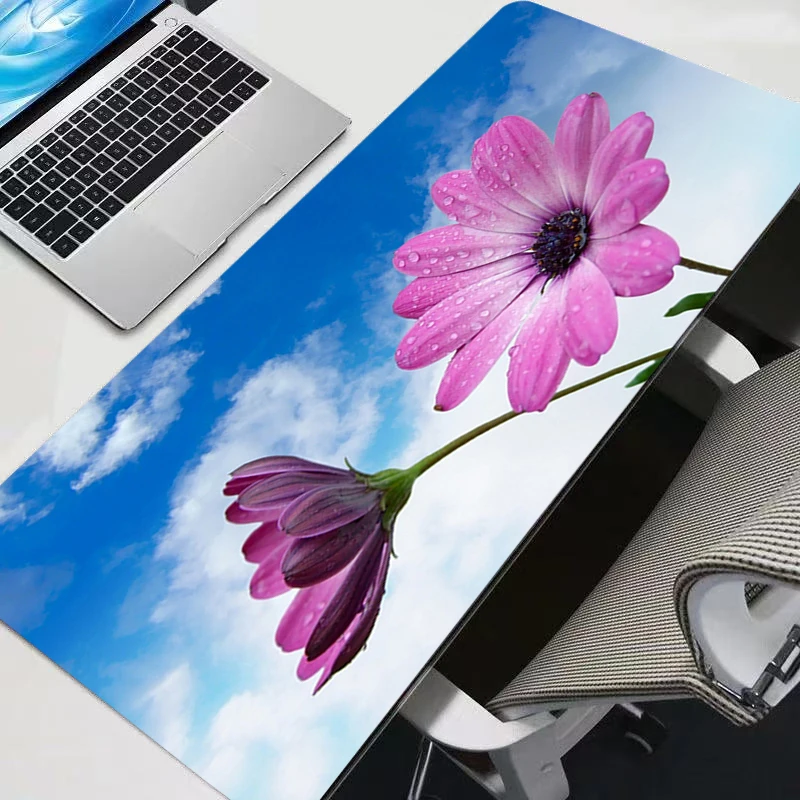 

African Daisy Design Large Mouse Pad Persian Carpet Laptop Pc Gamer Keyboard Mousepad Edge White Tassel Rubber Table Mat for Pet