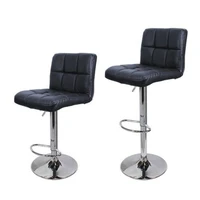 2pcs bar stool 60 80cm tall pu leather surface 6 checks back round cushion no armrest blackgraycoffee