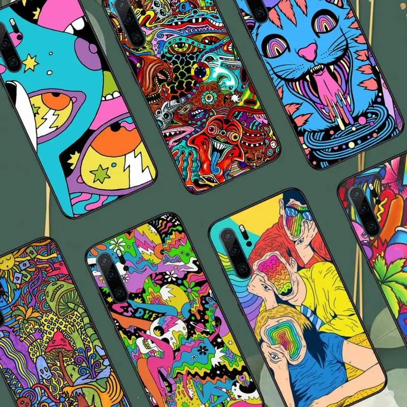 

Colourful Psychedelic Trippy Art Phone Case For Huawei honor Mate P 9 10 20 30 40 Pro 10i 7 8 a x Lite nova 5t