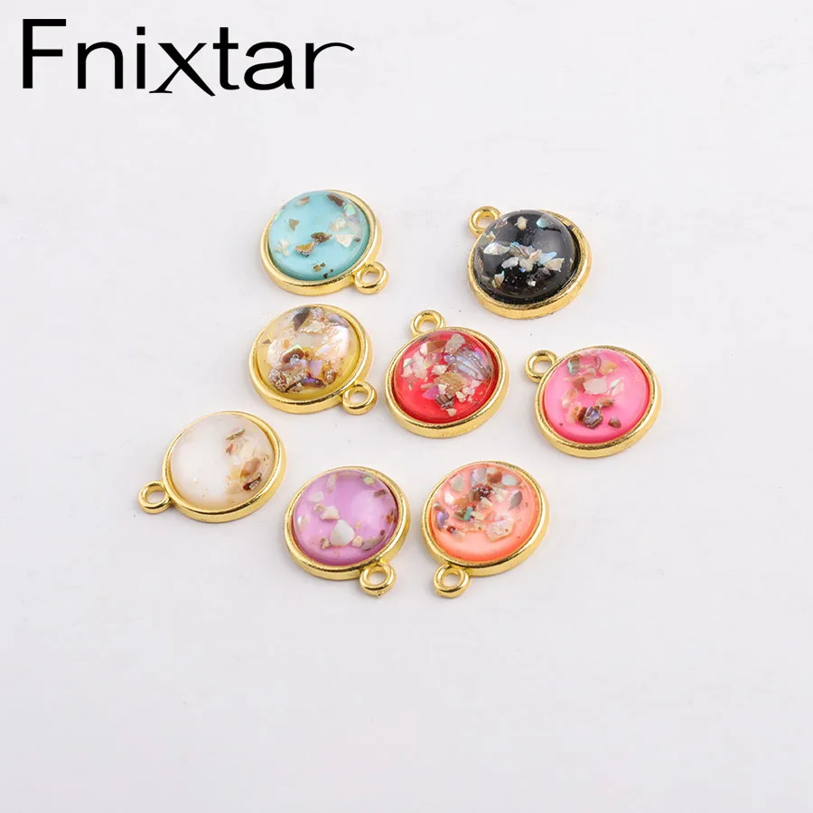 Fnixtar золотистого цвета сплав Ransparent раковина из смолы мозаичное купольное