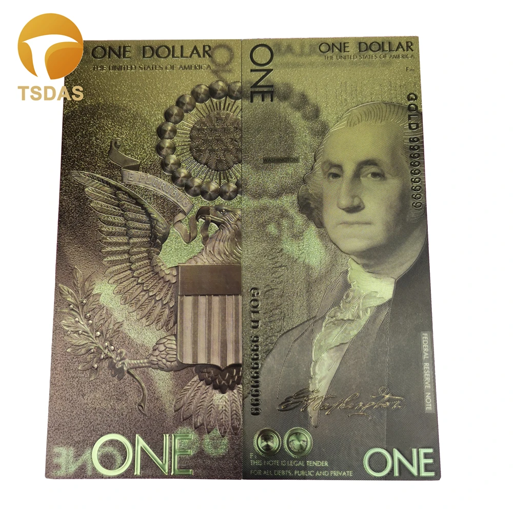 

5Pcs Us Gold Banknote Colorized $1-100 Dollar Bill Gold Foil Banknote US Gold Foil Money Set Collection Bills