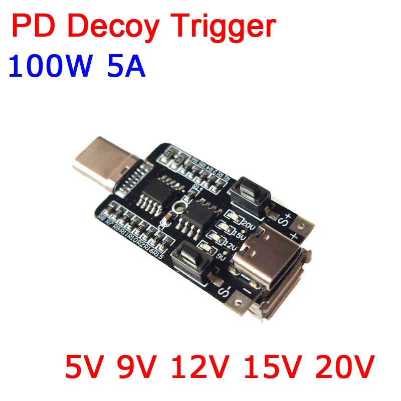 

100W 5A Type-C to USB PD Decoy Trigger Board dc 5V 9V 12V 15V 20V Output PD 2.0 3.0 Trigger Adapter Cable PD2.0 PD3.0 Detector