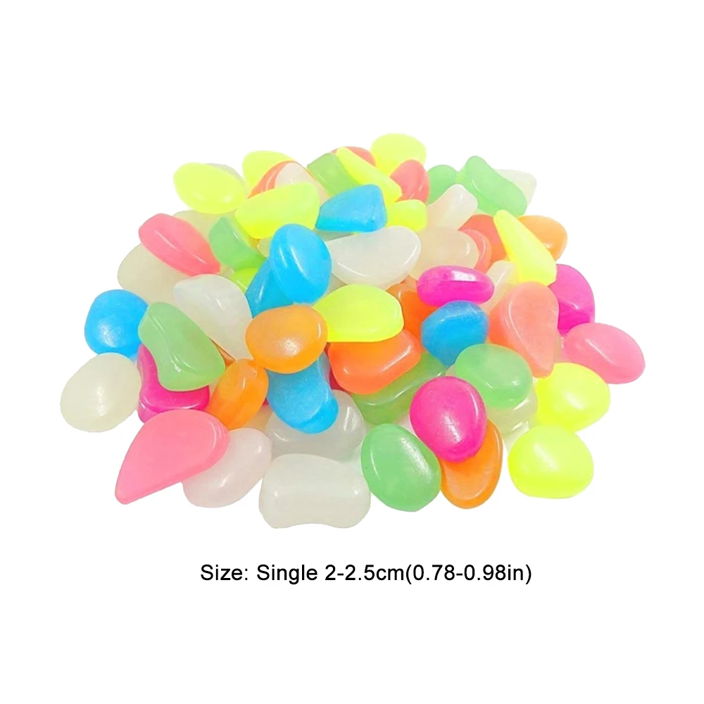 

100Pcs Aquarium Glowing Pebble Fish Tank Decoration Aquarium Mixed Colors Rock Garden On The Sidewalk Outdoor Patio Decoration