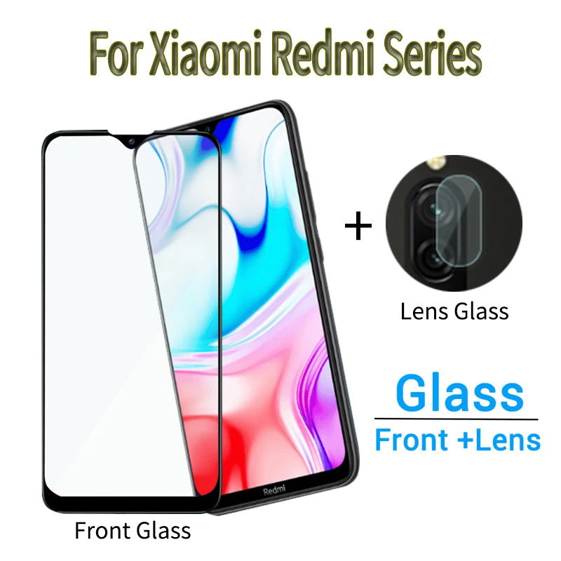 Закаленное защитное стекло для камеры 2 в 1 Xiaomi Redmi Note 6 7 8 Pro полное покрытие