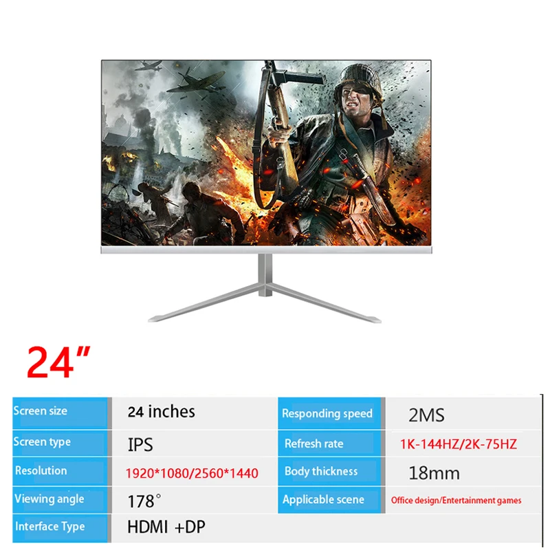 24 &quot144 монитор Гц геймера 2560 × 1440 HD 2k игровой ПК монитора дисплея с плоской