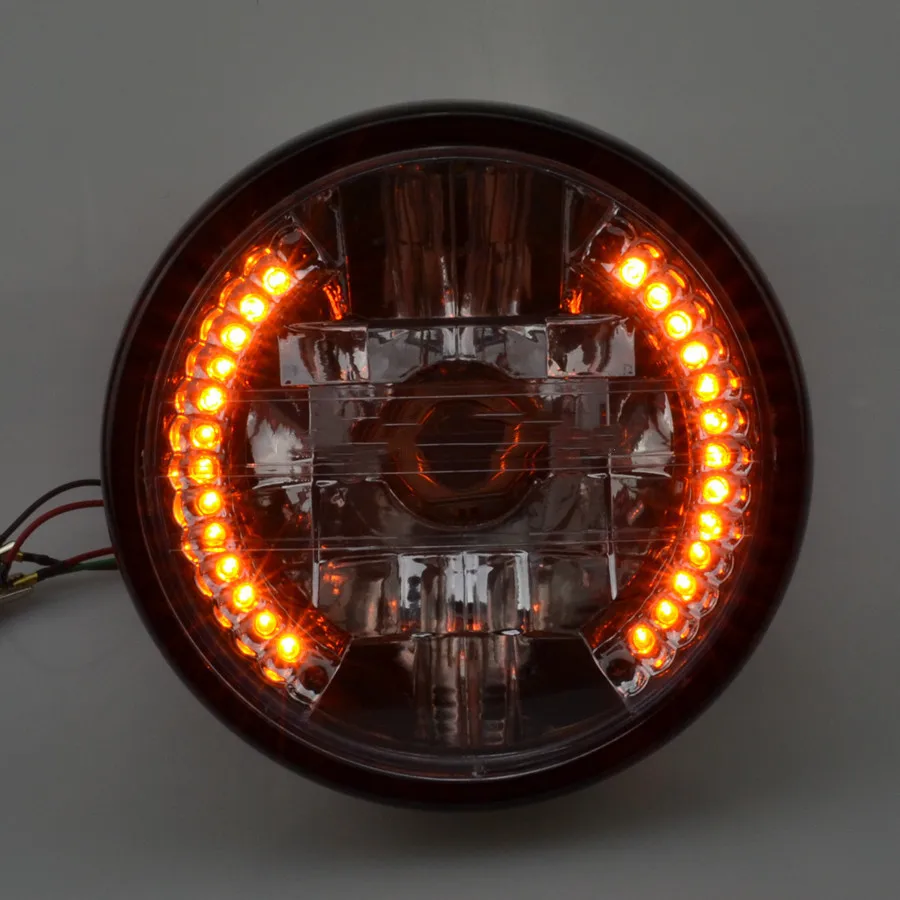 CARCHET 7inch 12v Motorcycle Round Headlight Turn Signal light Head Lamp For Harley Bobber Honda Yamaha Kawasaki Cafe Racer |