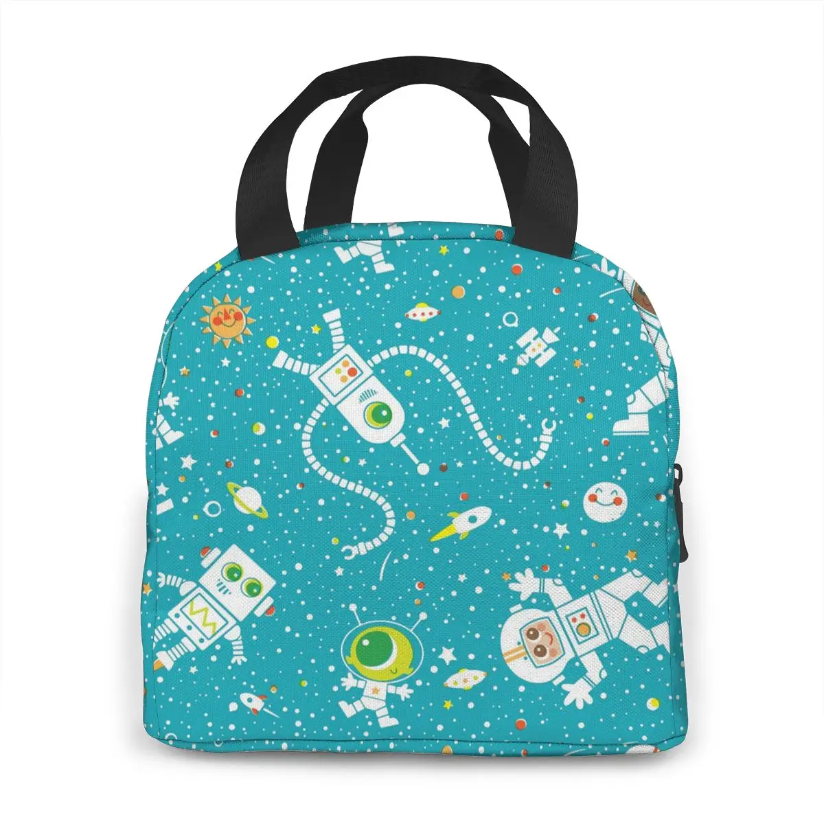 Мультяшный астронавт космос корабль холщовая Портативная сумка-холодильник для