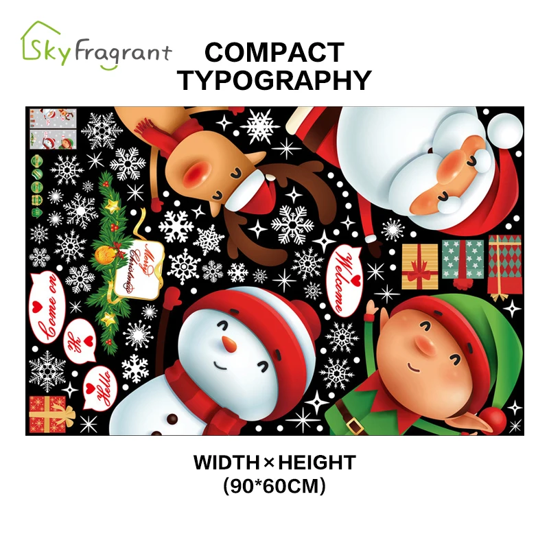 

Colorful Christmas stickers home decor window decoration cute Christmas decoration kids room wall decoration house decoration