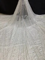 5yardspc high grade tube beads and sequins embroidered tulle lace elegant delicate white african wedding french lace fax020