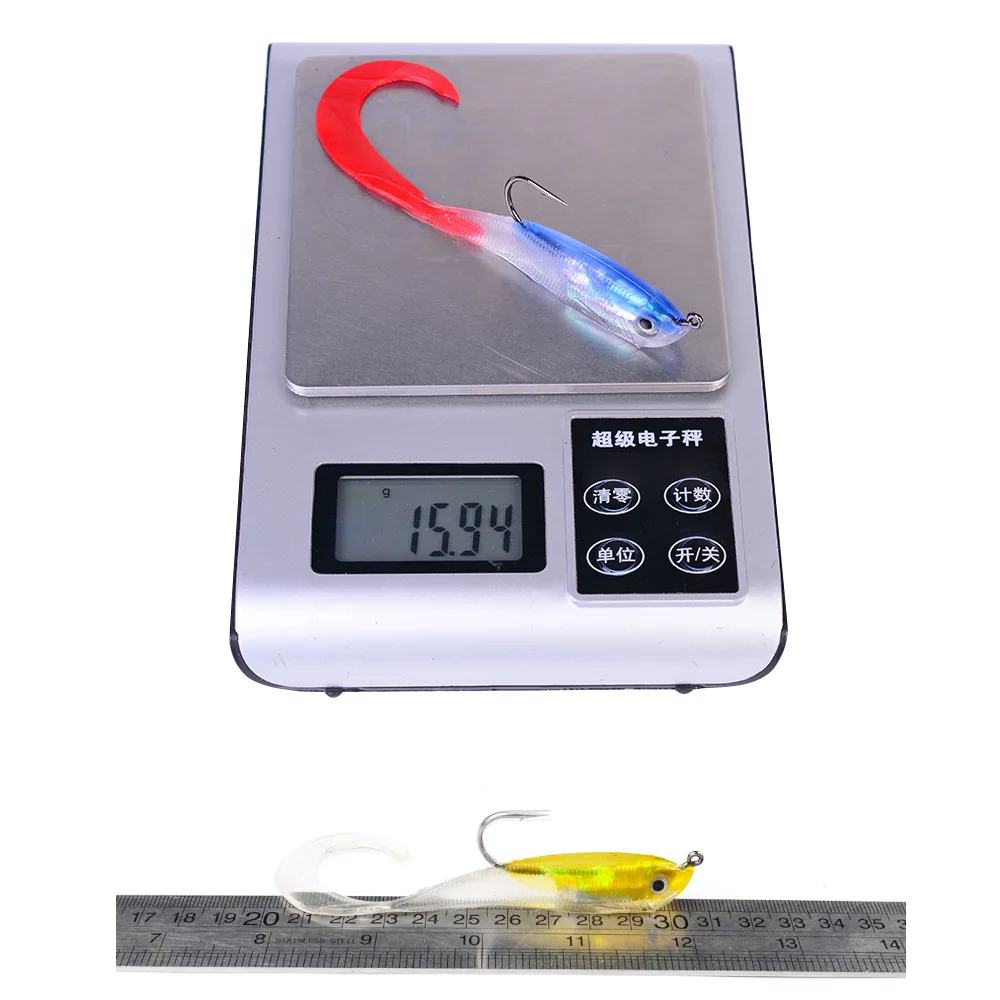 

5 Pcs/lot 100mm 15g New High Quality Soft 3D Simulation Fish Silicone Road Bait Bait with Hook Sea Fishing Bait Tackle Set
