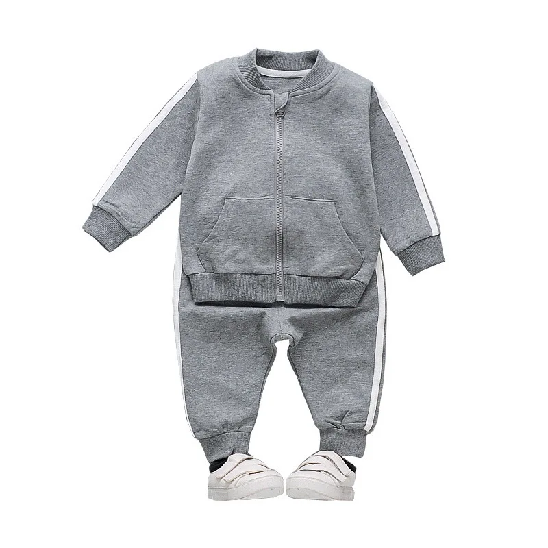 

Детский спортивный костюм из двух предметов, Однотонная рубашка на молнии с длинным рукавом и брюки для мальчиков и девочек, весна-осень 2021