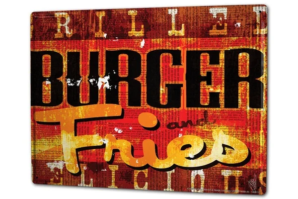 

Tin Sign Globetrotter M.A. Allen Burger Fries Coffee Bar Decoration