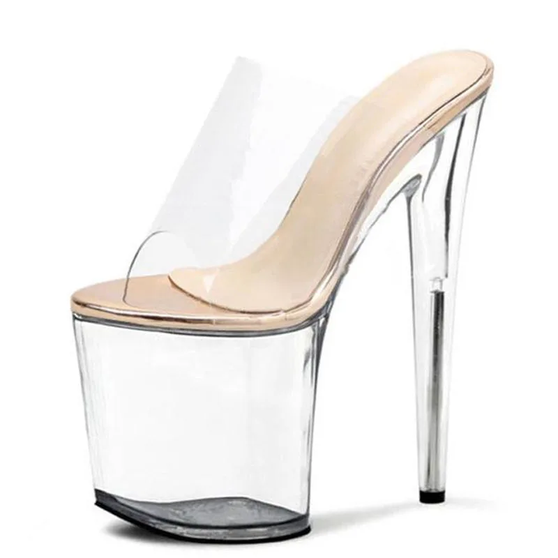

Sexy Women Pole Dance Slippers 20CM Super High Heel Platforms Model Shoes Wedding Party Slippers Shoes