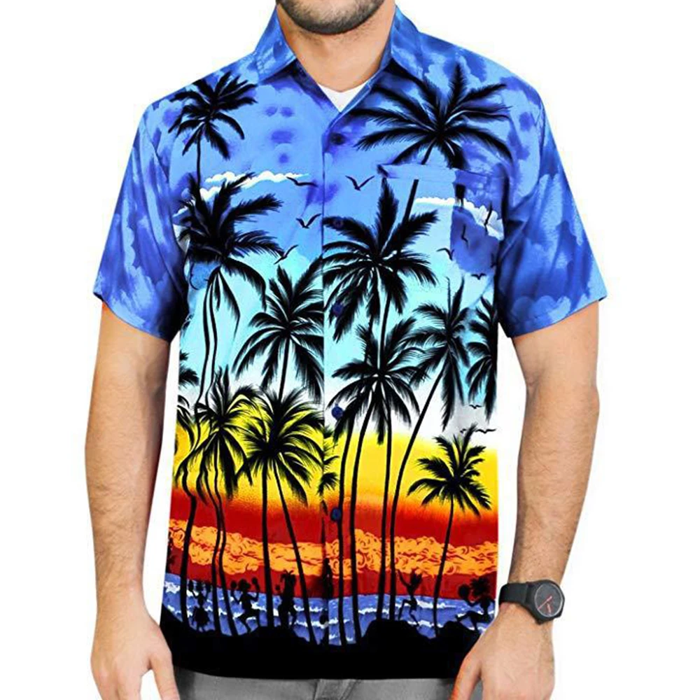Гавайская рубашка мужская с коротким рукавом, Свободный кардиган на пуговицах, Пляжная Повседневная Уличная одежда, лето 2021