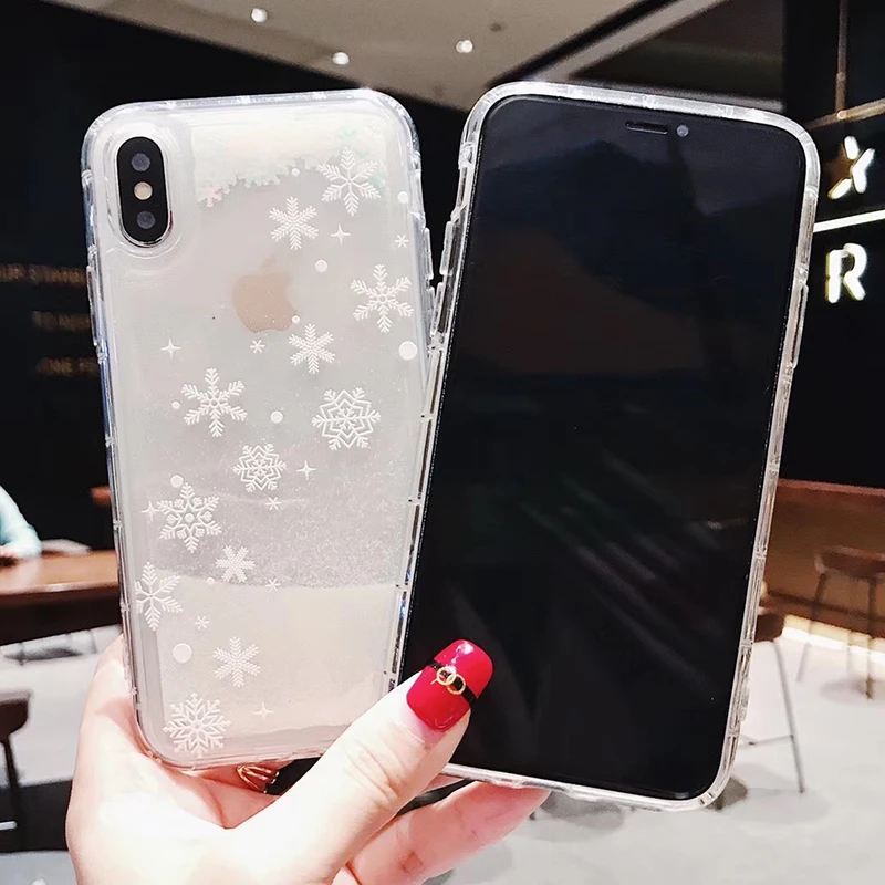 

New Year Glitter Christmas Phone Cases for Iphone 6 6S 7 8 Plus X XR XS MAX Case Dynamic Liquid Quicksand Cover Phone Cover