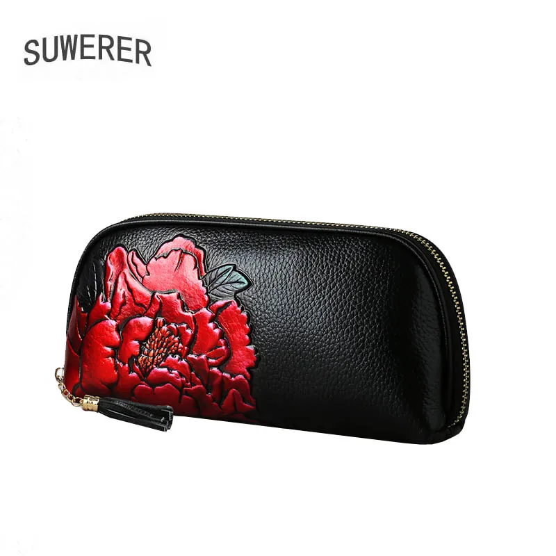 SUWERER новые женские сумки из натуральной кожи модная роскошная сумка в цветочек от