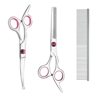 3 pack dog grooming scissors kit with safety round tip thinning cutting shears with pet grooming comb for dogs and cats