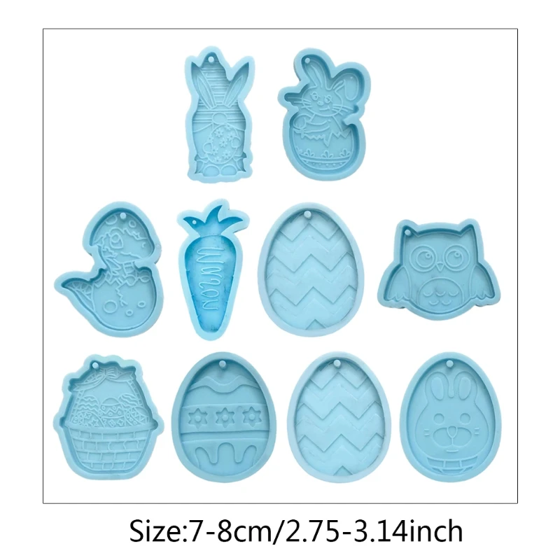 

1 SET Easter Bunny Egg Dinosaur Owl Keychain Epoxy Resin Mold Jewelry Pendants Silicone Mould DIY Crafts Decorations Tool
