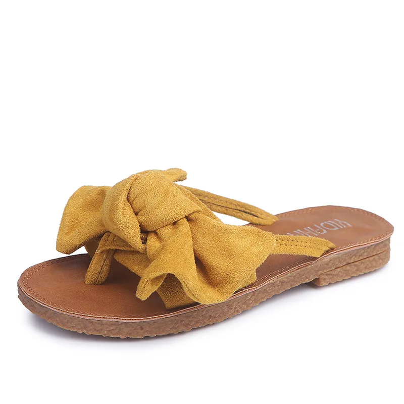 2019 новые летние сандалии и шлепанцы корейские пляжные женские с бантом |