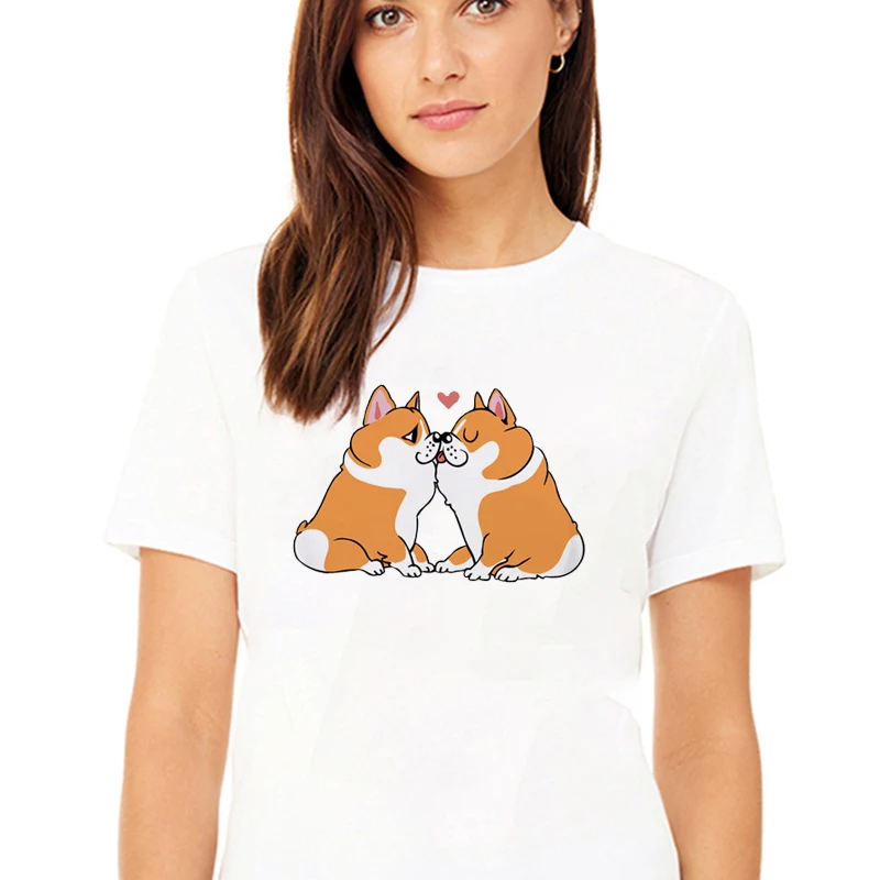 

Funny Clever Corgi Kawaii Print T-Shirt Summer Women Tops Lovely Dog Cartoon Graphic Fashion Cute Girl Gift Tees Short Sleeve