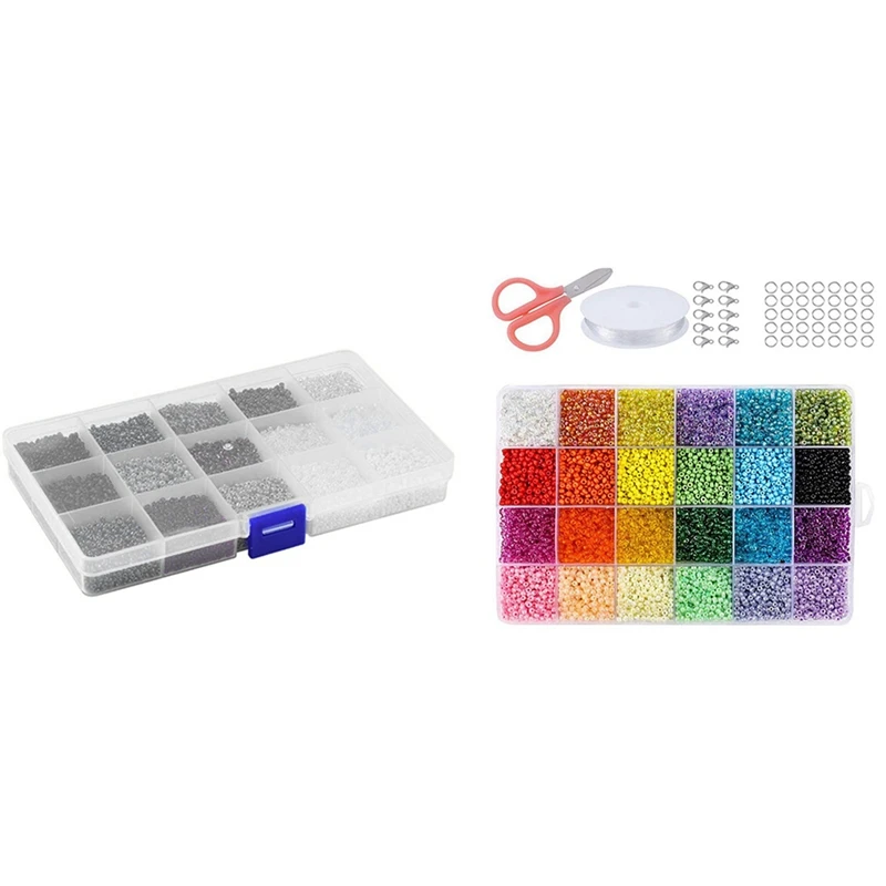 

20000Pcs 24 Colors 2mm Colored Small Glass Beads with Mixed Color Series Glass Rice Beads Diy Beaded