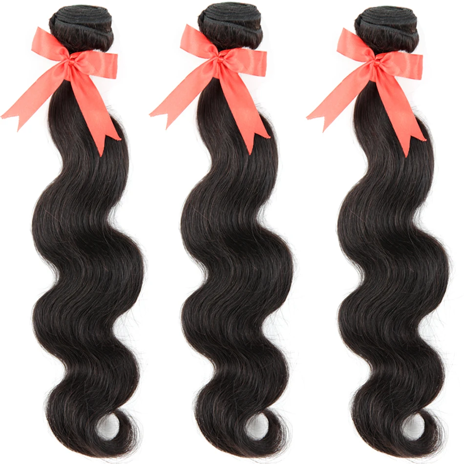 Бразильские волосы волнистые пучки волос натуральный черный цвет 8 30 дюймов 100%