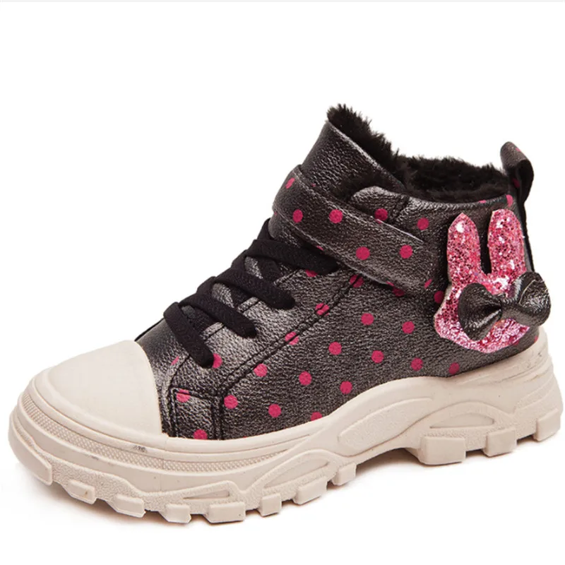 Ботинки для девочек зимние меховые теплые детские ботильоны Милая школьная
