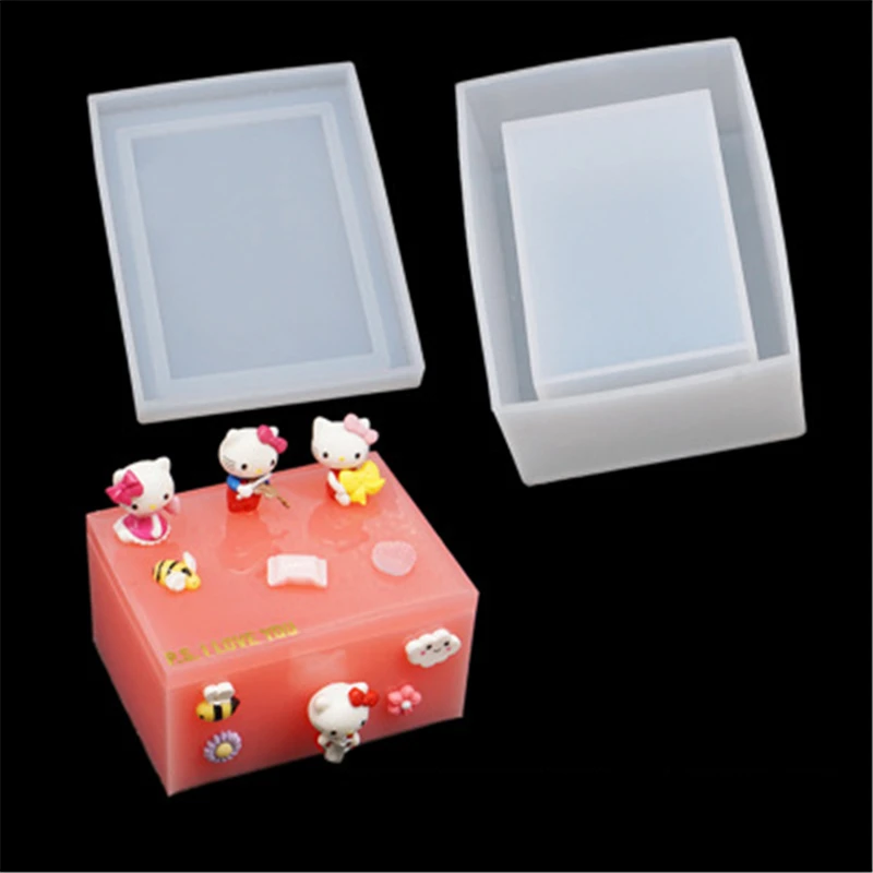 

Rectangle Tissue Box Silicone Mold Easy Clean Bling Napkin Holder Resin Mold Handmade Jewelry Pendant Storage Box Mold Craft