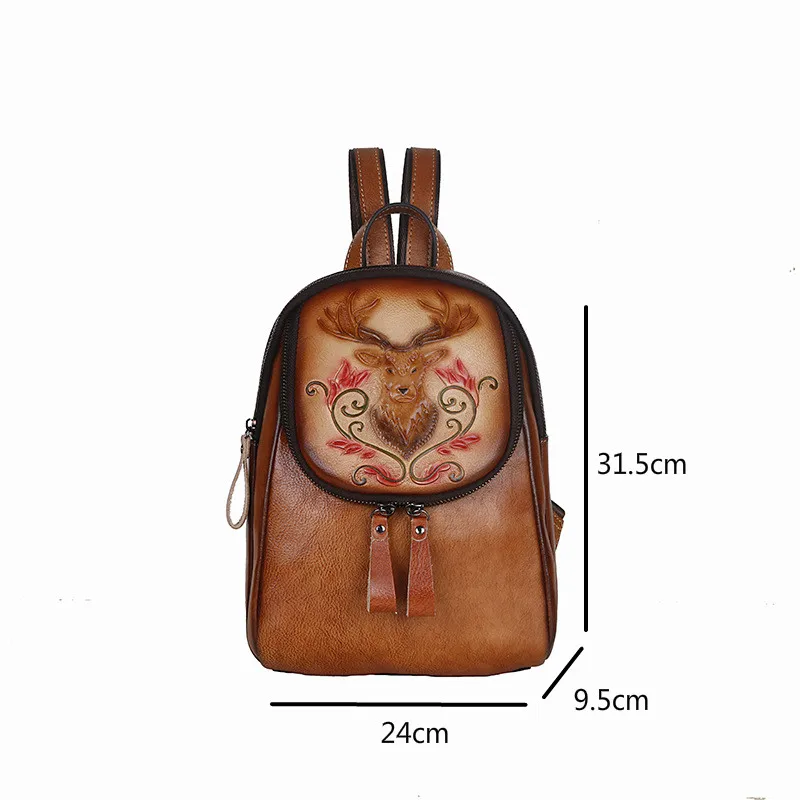 

YourSeason Womens Vintage Embossed Genuine Leather Backpack 2021 Female Cowhide Large Capacity Travel Bags