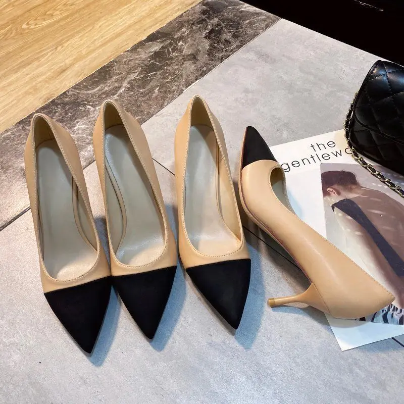 

Shoes Woman Color Matching Single-Layer Shoes Women's Spring Autumn Pointed Toe Sexy Fashion Stiletto Luxury Designer High Heels
