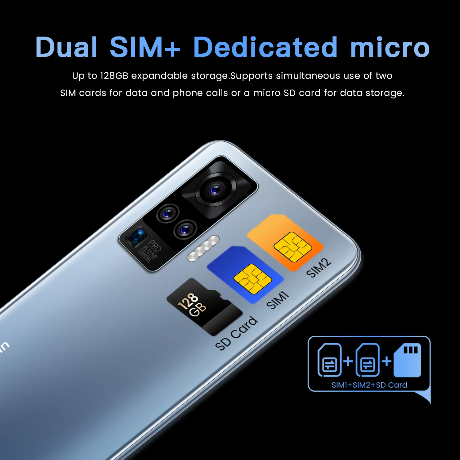 

X60Pro, 7,5 , 5600 , 10 , 21 + 48 , 256/512 , 2 SIM + Micro SD