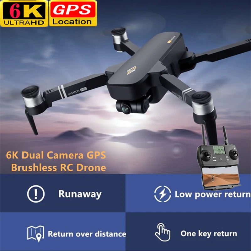 

GPS Brushless Aerial 6K HD Dual ESC Camera RC Drone 2000M 2-Axis Gimbal Smart Follow Me 5G WiFi FPV Remote Control Quadcopter