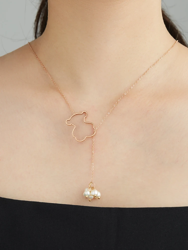 

ZEMIOR Pendant Necklaces For Women Cute Bear Shell Pearl Design Girl Copper Necklace Anniversary Gifts Fine Jewelry Hot Sale
