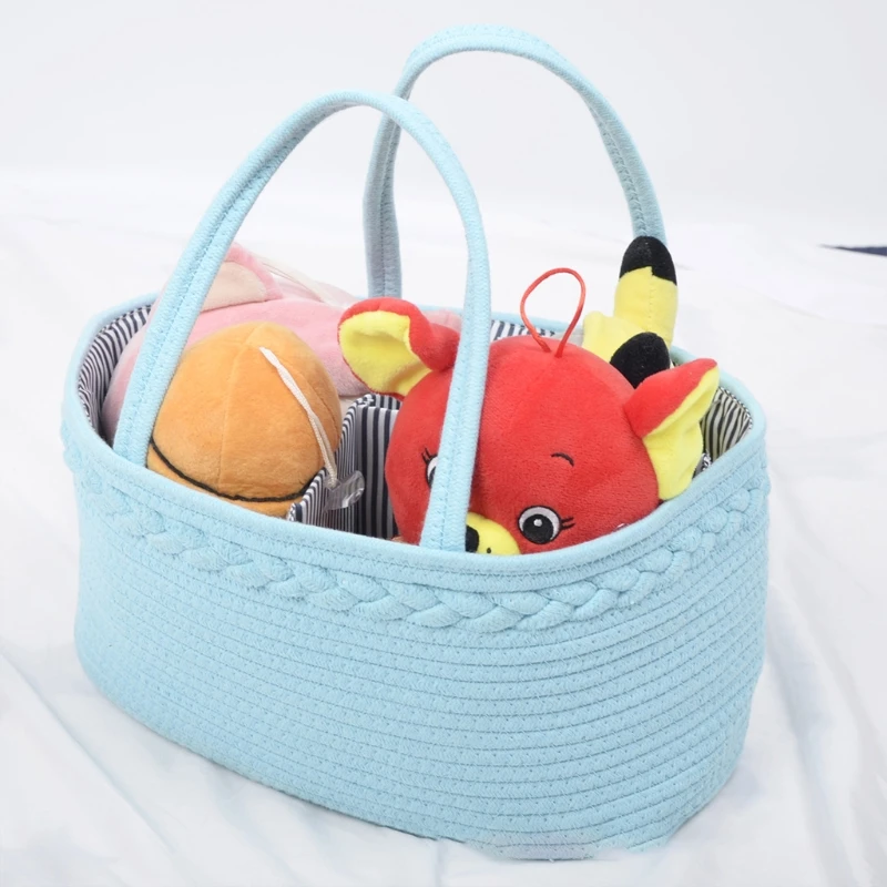 

Baby Diaper Caddy Organizer Portable Cotton Rope Mummy Carriage Nursery Storage Basket Bag Handbag for Changing Table