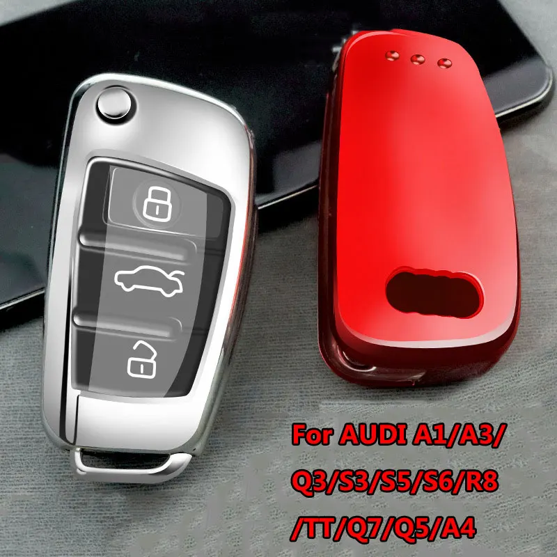 

For AUDI A1 A3 Q3 S3 S5 S6 R8 TT Q7 Q5 A4 Car Key Case TPU Key All-inclusive Protective Cover Shockproof And Drop-Proof