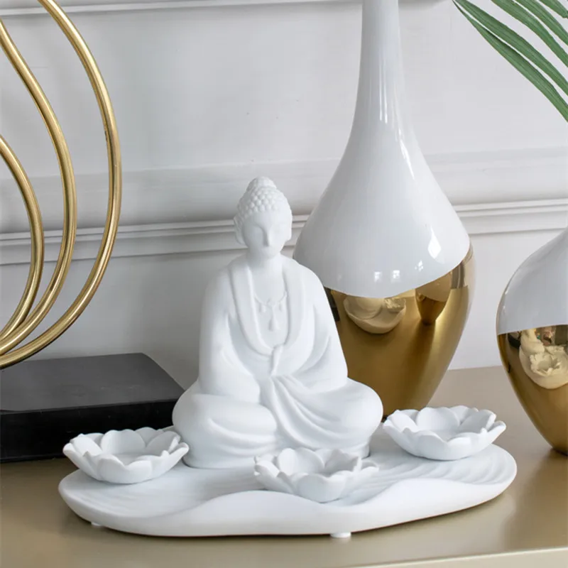 

Buddha Candle Stick Art Sculpture Abstract Buddhist Statue Candleholder Ceramics Art&Craft Home Decorations Gifts R4947