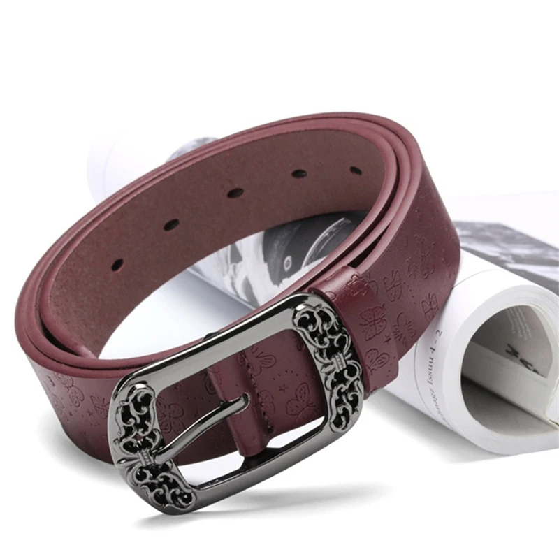 

JXQBSYDK Luxury Brand Belts Vintage Style Design Belts High Quality Leather Belts for Women Pin Buckle Strap Belts