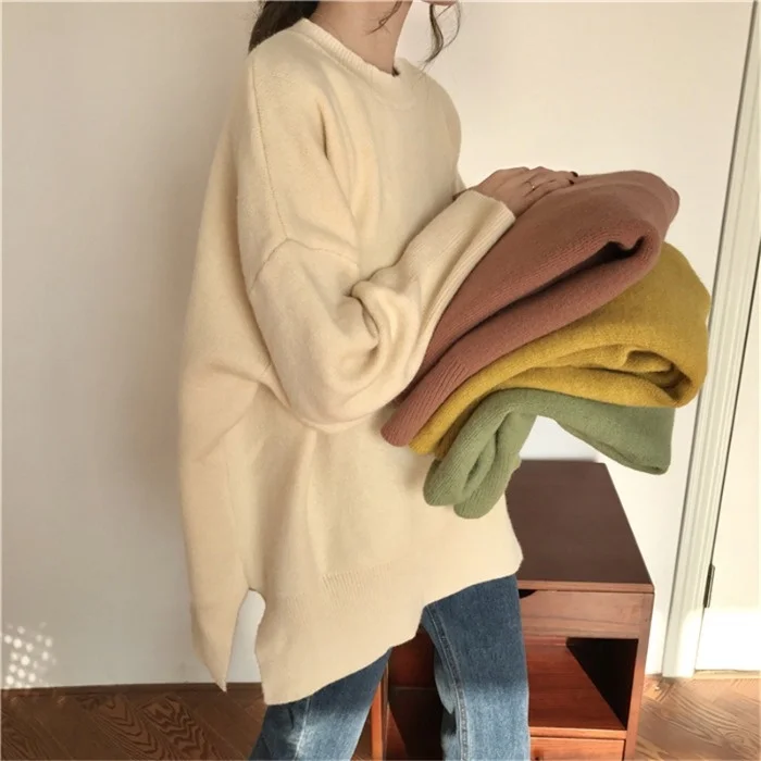 

Early Autumn Coat Lazy Wind Pullover Sweater Women's 2021 New Korean Version Loose Casual Versatile Long Sleeved Sweater Fashion